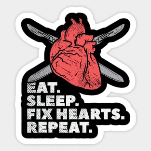 Eat Sleep Fix Hearts Repeat Sticker